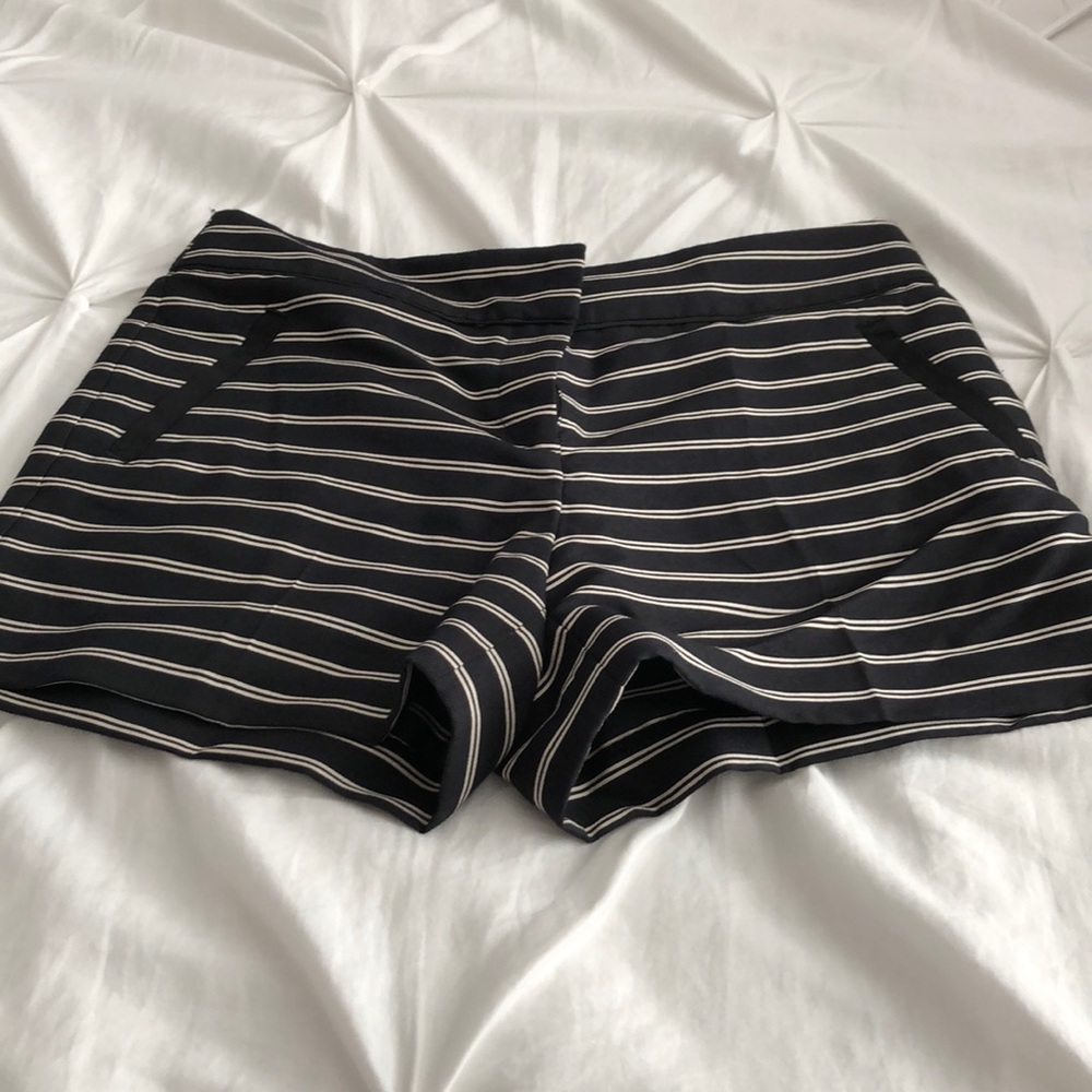 Black and white striped shorts